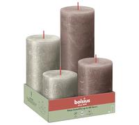 Bolsius - Rustic 4 packs - Champagne e Taupe - Confezione da 4 - Candele decorative per la casa - Realizzate con cera vegetale naturale - Senza olio di palma - Non profumate