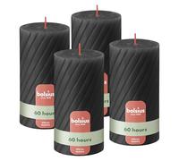 Bolsius Rustic Pillar Candles - Rigate - Antracite - Set di 4 - 13 cm - Candele Decorative per la Casa - Realizzate con Cera Naturale di Origine Vegetale - Senza Olio di Palma