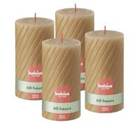 Bolsius Rustic Pillar Candles - Rigate - Beige - Set di 4 - 13 cm - Candele Decorative per la Casa - Realizzate con Cera Naturale di Origine Vegetale - Senza Olio di Palma
