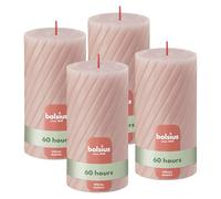 Bolsius Rustic Pillar Candles - Rigate - Rosa Chiaro - Set di 4 - 13 cm - Candele Decorative per la Casa - Realizzate con Cera Naturale di Origine Vegetale - Senza Olio di Palma