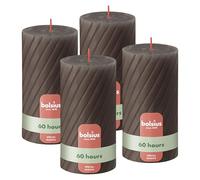 Bolsius Rustic Pillar Candles - Rigate - Tortora - Set di 4 - 13 cm - Candele Decorative per la Casa - Realizzate con Cera Naturale di Origine Vegetale - Senza Olio di Palma