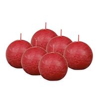 Bolsius Rustik - Candela a sfera rossa - 6 pezzi - Ø 7,6 cm - candela decorativa - lunghezza 25 ore - non profumata - contiene cera vegetale naturale - senza olio di palma