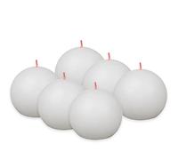 Bolsius Rustik - Candela sferica - colore bianco - set da 6 pezzi - lunghezza 25 ore - non profumata - cera vegetale naturale - senza olio di palma - Ø 7,6 cm