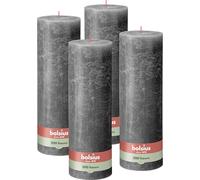 Bolsius Rustik Candela XXL - Antracite - Set di 4 candele decorative - durata di combustione 200 ore - non profumate - Include cera naturale vegana - senza olio di palma - 30 x 10 cm