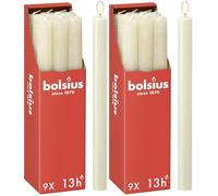 Bolsius Rustik Candele a bastoncino - Avorio - 9 pezzi - durata 13 ore - Non profumate - Cera vegetale naturale - Senza gocciolamento - Senza olio di palma - 27 x 2,3 cm (Confezione da 2)