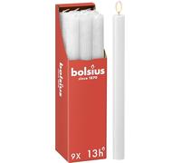 Bolsius Rustik - Candele a bastoncino - colore bianco - set da 9 pezzi - lunghezza 13 ore - non profumate - cera vegetale naturale - senza olio di palma - 27 x 2,3 cm - Pasqua