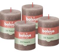 Bolsius Rustik Candele a pilastro - grigio chiaro - 4 pezzi - 8 x 7 cm - Candele decorative per la casa - lunghezza durata 35 ore - non profumate - cera vegetale naturale - senza olio di palma