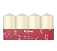 Bolsius - Set di 4 candele a colonna lisce - Avorio - 100 x 48 mm - Candele decorative - Lunga durata - Non profumate - Con cera vegetale naturale - Senza olio di palma