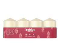 Bolsius - Set di 4 candele a colonna lisce - Avorio - 60 x 40 mm - Candele decorative - Lunga durata - Non profumate - Con cera vegetale naturale - Senza olio di palma