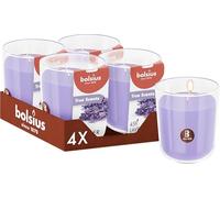 Bolsius - Set di 4 Candele Profumate - Lavanda - 9,7 x 8,5 cm - Durata di Combustione: 45 ore - Con Estratti Naturali - Cera Vegetale Naturale - Senza Olio di Palma