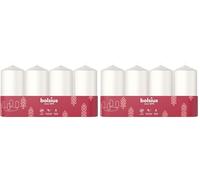 Bolsius - Set di 8 candele a colonna lisce bianche - 100 x 48 mm - Candele decorative - A lunga durata - Non profumate - Con cera vegetale naturale - Senza olio di palma
