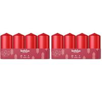 Bolsius - Set di 8 candele a colonna lisce rosse - 100 x 48 mm - Candele decorative - A lunga durata - Non profumate - Con cera vegetale naturale - Senza olio di palma