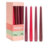 Bolsius - Set di candele a punta liscia - rosse - candele decorative per la casa - con cera vegetale naturale - senza olio di palma
