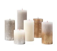 Bolsius Set regalo di candele rustiche - New Sparkle - 6 candele - Lunga durata - Decorazione per interni - Non profumate - - Include cera naturale vegana