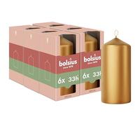 Bolsius - Special Essentials - Candele Cilindriche Lisce - Set da 6 - Oro Metallizzato - 12 cm - Candele Decorative - Realizzate con Cera Naturale di Origine Vegetale - Senza Olio di Palma