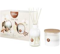 Bolsius - True Joy Set regalo - Candela profumata e bastoncini profumati - Vanilla Delight - Candele decorative per la casa - Lunghezza durata - Contiene cera vegetale naturale - Senza olio di palma