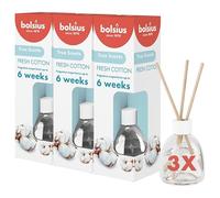 Bolsius True Scents 3 pezzi diffusore a bastoncini, Cotone Fresco, 60 ml, Profumazione fino a 6 settimane