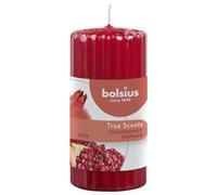 Bolsius True Scents Candela a Colonna profumata Ribbed Pillar 120/58, Cera, Rosso, Medium