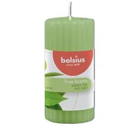 Bolsius True Scents Candela a Colonna Profumata - Fragranza Tè Verde - Colore Verde - Lunga Durata di 33 Ore - Estratti Naturali - Candela Decorativa - Cera - 12 x 5.8 cm