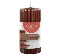 Bolsius True Scents Candela a Colonna profumata Ribbed Pillar 120/58, Cera, Marrone, Medium, 250 unità