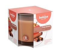 Bolsius True Scents Candela Profumata in Giara - Fragranza Mela e Cannella - Colore Caramello - Grande - Lunga Durata di 43 Ore - Estratti Naturali - Candela Decorativa - Senza Fumo - 9.5 x 9.5cm