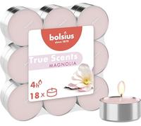 Bolsius True Scents - Set di 18 candele riscaldate al profumo - Magnolia - Durata di Combuszione: 4 ore - Decorazione per la casa - Estratti naturali - Con cera naturale vegana - San Valentino