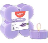 Bolsius - True Scents Tealights Profumati - Fragranza Lavanda - Set di 8 Pezzi - Colore Viola - Lunga Durata di 8 Ore - Estratti Naturali - diametro 57 mm - Cera - Senza Fumo