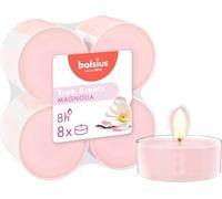 Bolsius - True Scents Tealights Profumati - Fragranza Magnolia - Set di 8 Pezzi - Colore Rosa - Lunga Durata di 8 Ore - Estratti Naturali - diametro 57 mm - Cera - Senza Fumo - San Valentino