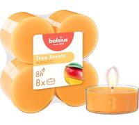 Bolsius - True Scents Tealights Profumati - Fragranza Mango - Set di 8 Pezzi - Colore Arancio - Lunga Durata di 8 Ore - Estratti Naturali - diametro 57 mm - Cera - Senza Fumo