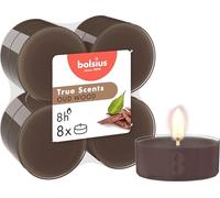 Bolsius - True Scents Tealights Profumati - Fragranza Oud Wood - Set di 8 Pezzi - Colore Marrone Cioccolato - Lunga Durata di 8 Ore - Estratti Naturali - diametro 57 mm - Cera - Senza Fumo