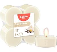 Bolsius - True Scents Tealights Profumati - Fragranza Vaniglia - 8 Pezzi - Colore Crema - Lunga Durata di 8 Ore - diametro 57 mm - Estratti Naturali - Cera - Senza Fumo