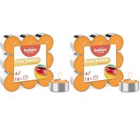 Bolsius True Scents Tealights Profumati in Aluminium Cup - Fragranza Mango - Set di 36 Pezzi - Colore Arancio - Lunga Durata di 4 Ore - Candele Decorative - Cera - Senza Fumo