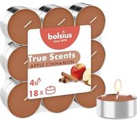 Bolsius True Scents Tealights Profumati in Aluminium Cup - Fragranza Mela e Cannella - Set di 18 Pezzi - Colore Caramello - Lunga Durata di 4 Ore - Candele Decorative - Cera - Senza Fumo