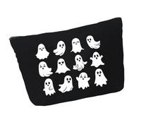 Bolso de Cosméticos Halloween - Lona Negra, Fantasma Impreso, Bolsa Portátil | Estuche con Cremallera para Maquillaje Diario Viaje Negocios Halloween Disfraz