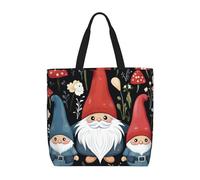 Bolso de mano para mujer, bonito bolso de hombro con diseño de gnomos y cremallera, bolso de mano de gran capacidad, reutilizable, para la compra.