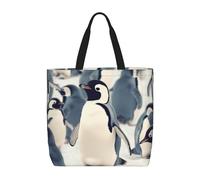 Bolso de mano para mujer, bonito bolso de hombro con estampado de pingüino y cremallera, bolso de mano de gran capacidad, reutilizable, para la compra.