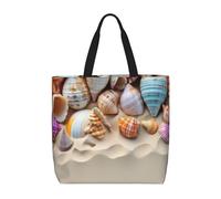 Bolso de mano para mujer, conchas y conchas de colores, bolso de hombro con cremallera, bolso de mano de gran capacidad, bolsa de supermercado reutilizable