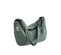 Bolso Tote de Pana para Mujer Borsa a Tracolla da Donna in Velluto a Coste, Grande capacità, a Righe Vintage, con Chiusura a Cerniera, Borsa a alla Moda for l'uso Quotidiano(Green)