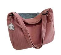 Bolso Tote de Pana para Mujer Borsa a Tracolla da Donna in Velluto a Coste, Grande capacità, a Righe Vintage, con Chiusura a Cerniera, Borsa a alla Moda for l'uso Quotidiano(Pink)