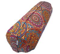 Bolster cilindrico per Yoga Mandala - Persia - Cuscino Yoga - Rivestimento sfoderabile e Lavabile - Ripieno di pula di Farro Biologico - Maniglia per Il Trasporto - 62x20cm