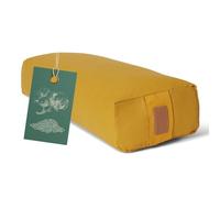 Bolster Yoga angolare »Paravati« con pula di Farro bio/Lung. ca 67cm e ca. 13cm Altezza - Ideale Come Cuscino Yoga/Cuscino zafu/Cuscino Meditazione/Supporto Meditazione. 100% Cotone-Giallo Indiano
