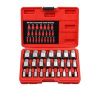 Bolt Extractor Kit - 25 pezzi Hex Multi-Tooth Hand Tool Set, High-Efficiency Socket Set for Stripped, Broken, or Damaged Screws, Studs, Nuts | Heavy Duty Metal Repair Tool for Machinery, Furniture, Mo