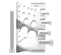 Bolt Size Finder - Portatile Thread Gauge Measuring Ruler, Precision Bolt Measurement Tool, Durable Metal Scale, Fast Size Identification For Garage Workshop Mechanical Engineering Plumbing