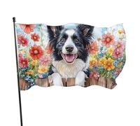 BoltPack Bandiera da giardino con stampa di cane Border Collie, 90 x 150 cm, con occhielli per decorazioni esterne, forniture per feste