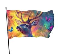 BoltPack Bandiera da giardino con stampa di cervi e farfalle con occhielli 90 x 150 cm, per le stagioni all'aperto, decorazioni per feste, forniture per feste