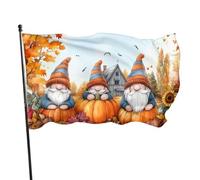 BoltPack Bandiera da giardino con stampa di gnomi autunnali con occhielli, 90 x 150 cm, per le stagioni all'aperto, decorazioni per feste, forniture per feste