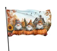 BoltPack Bandiera da giardino con stampa di gnomi autunnali con occhielli, 90 x 150 cm, per le stagioni all'aperto, decorazioni per feste, forniture per feste