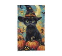 BoltPack Bandiera da giardino con stampa gatto nero di Halloween 90x150cm Stagioni Bandiera con occhielli per decorazioni esterne forniture per feste