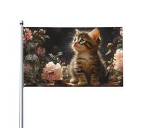 BoltPack Bandiera da giardino rosa con stampa gatto 90 x 150 cm stagioni bandiera con occhielli per decorazioni esterne forniture per feste