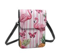 Boltpack Borsa a tracolla per telefono cellulare da donna, in pelle, portamonete, con tracolla regolabile, Fenicottero rosa 10, 19 X 13.5 X 1 cm